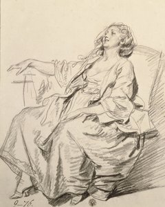 Joven mujer sentada en un sillón, c.1768-69 de Jean Baptiste Greuze